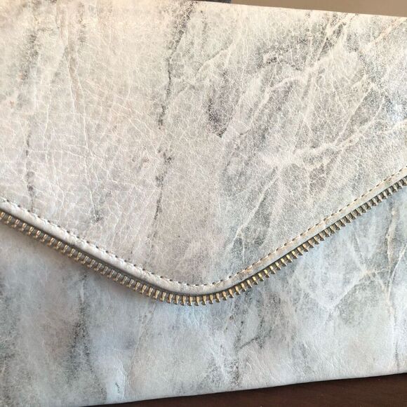 COASTAL ROAD -🎉HP🎉 Gray Marble Custom-Made Leather Zipper-Accent Envelope Clutch - Picture 9 of 15